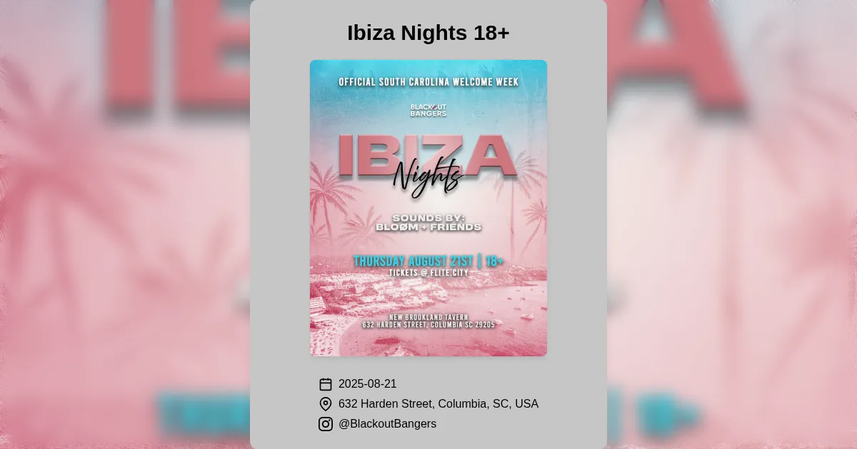 Ibiza special club card 名古屋 Ibiza Nights 18+ | The Senate
